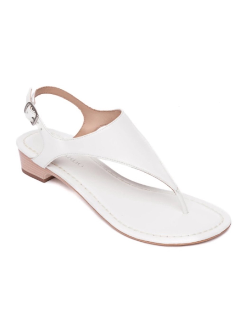 Bernardo Womens Off White Leather Gala Sandal Stacked Heel Size 8.5 Minimalist